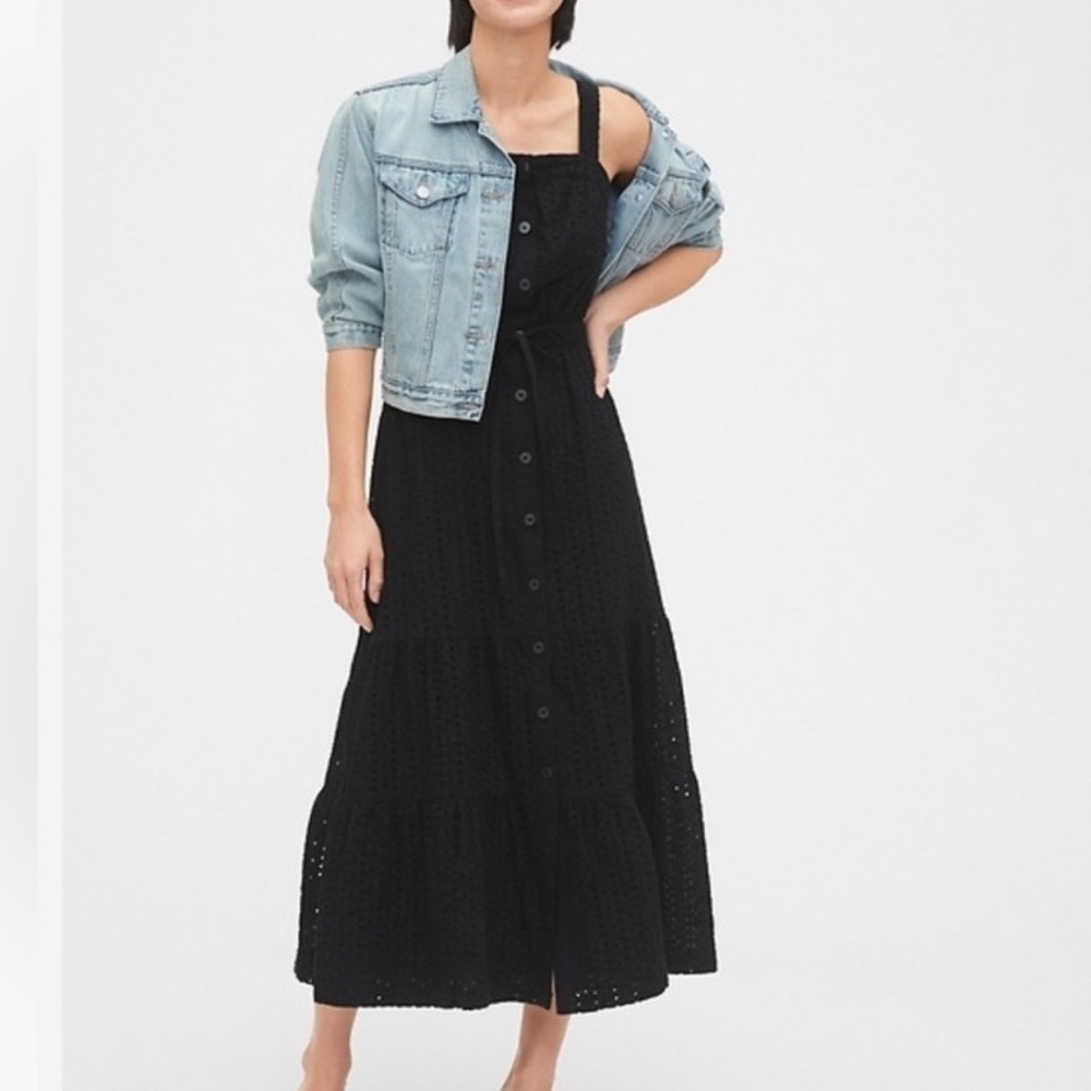 Gap Apron Eyelet Maxi Dress Optic White - 6 - Picture 3 of 6